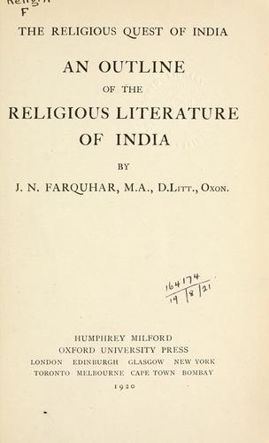 An outline of the religious literature of India