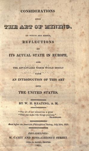 Considerations upon the art of mining.