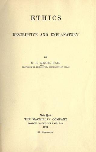 Ethics, descriptive and explanatory