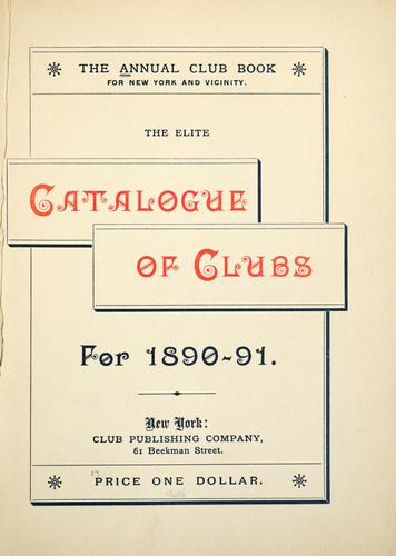 The Annual club book for New York and vicinity.