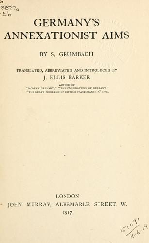 Germany's annexationist aims