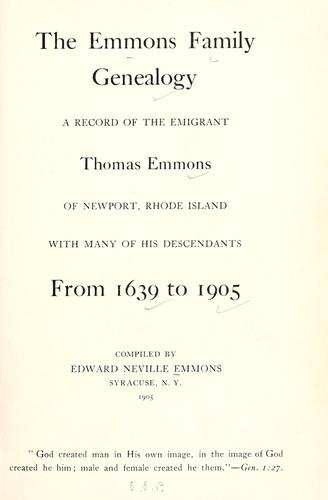 The Emmons family genealogy