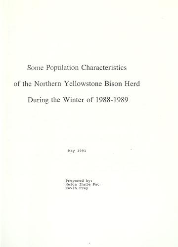 Some population characteristics of the northern Yellowstone bison herd during the winter of 1988-1989