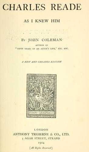 Charles Reade as I knew him