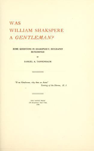 Was William Shakespere a gentleman?