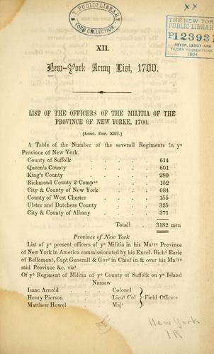 New-York Army List, 1700.