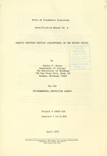 Aquatic dryopoid beetles (Coleoptera) of the United States