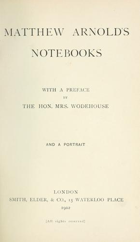 Matthew Arnold's notebooks