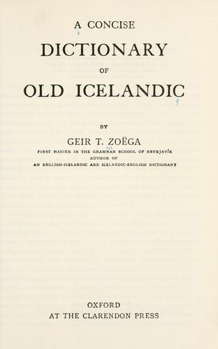A concise dictionary of old Icelandi
