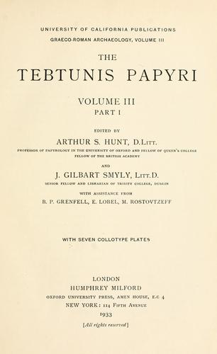 The Tebtunis papyri