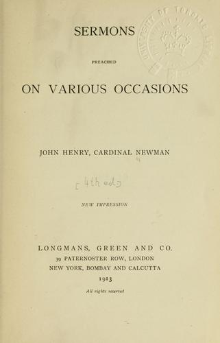 Sermons preached on various occasions