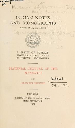 Material culture of the Menomini
