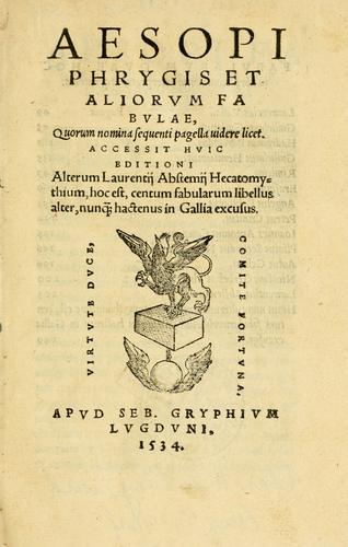 Aesopi Phrygis et aliorum fabulae