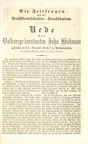 Die zeitfragen und die pr©·asidentschafts-kandidaten.