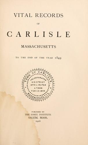 Vital records of Carlisle, Massachusetts
