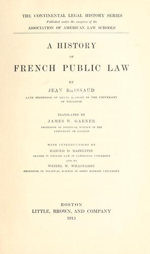 A history of French public law.