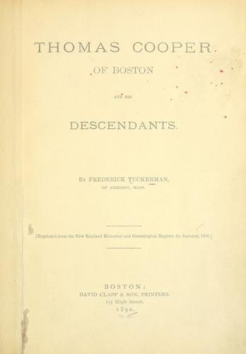 Thomas Cooper of Boston and his descendants