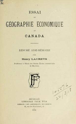 Essai de g©Øeographie ©Øeconomique du Canada