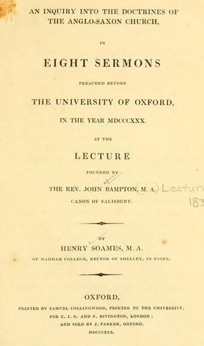 An inquiry into the doctrines of the Anglo-Saxon church
