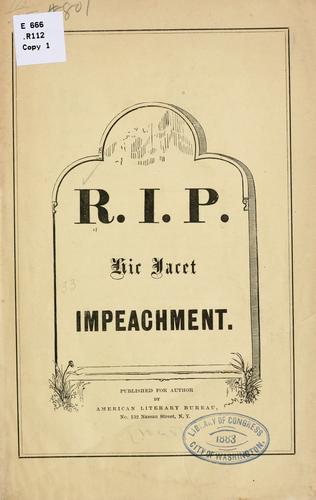 R. I. P. Hic jacet impeachment.