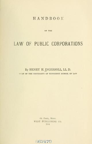 Handbook of the law of public corporations