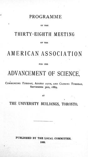 Programme of the thirty-eight meeting of the American Association for the Advancement of Science
