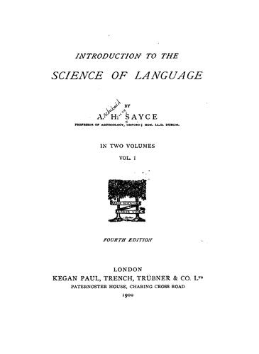 Introduction to the science of language.