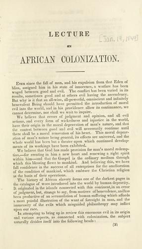 A lecture on African colonization