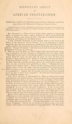 Missionary aspect of African colonization.