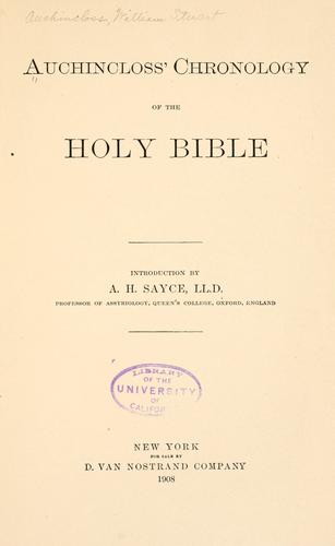 Auchincloss' chronology of the Holy Bible