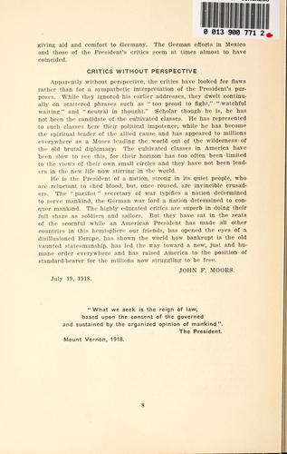 President Wilson and his critics ...