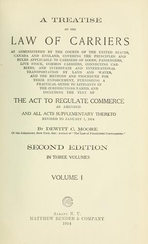 A treatise on the law of carriers