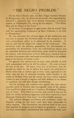 "The Negro problem" as seen and discussed by Southern white men in conference, at Montgomery, Alabama