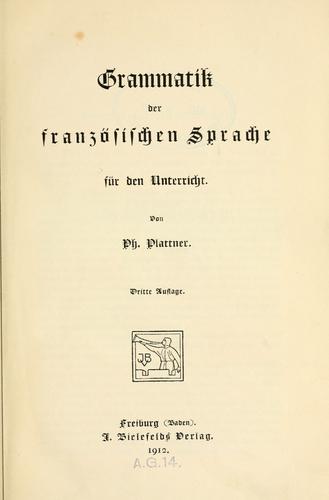 Ausführliche Grammatik der französischen Sprache