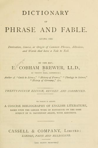 Dictionary of phrase and fable