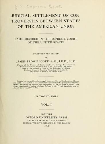 Judicial settlement of controversies between states of the American union