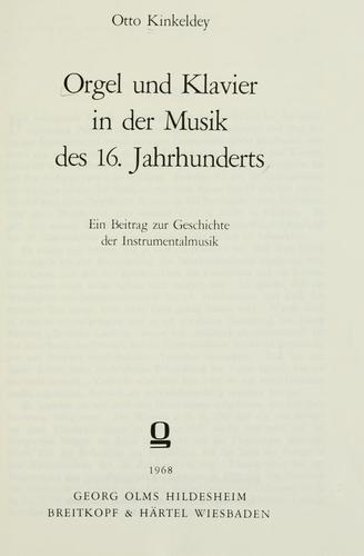 Orgel und klavier in der musik des 16. jahrhunderts