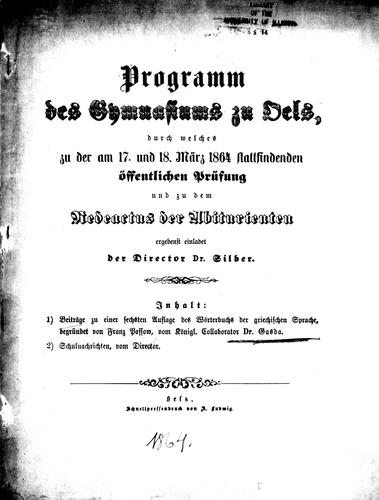 Beiträge zu einer sechsten Auflage des Wörterbuchs der griechischen Sprache begründet von F. Passow
