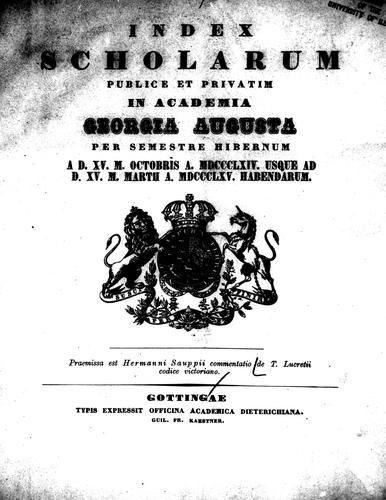 Hermanni Sauppii commentatio de T. Lucretii codice Victoriano