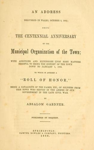 An address delivered in Wales, October 5, 1862