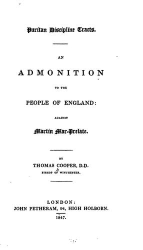An admonition to the people of England against Martin Mar-Prelate