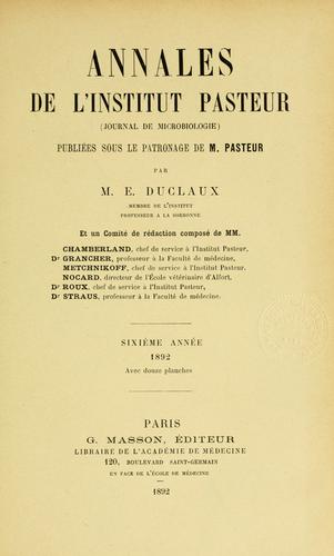 Annales de l'Institut Pasteur