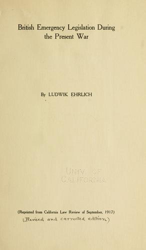 British emergency legislation during the present war