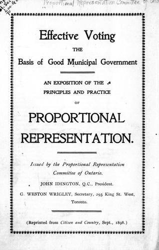 Effective voting, the basis of good municipal government