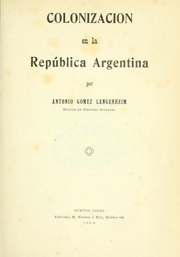 Colonización en la República Argentina