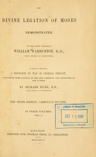 The divine legation of Moses demonstrated