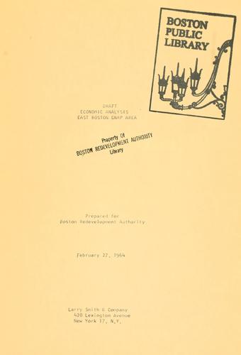 Draft economic analysis, east Boston gnrp area.