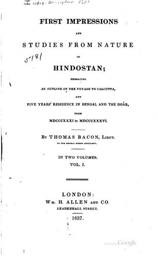 First impressions and studies from nature in Hindostan