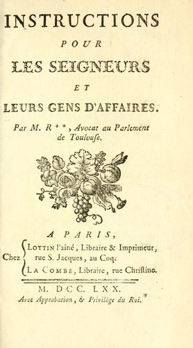 Instructions pour les seigneurs et leurs gens d'affaires