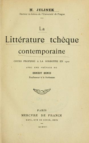 La littérature tchèque contemporaine